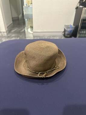 August Hat Co. Women's Packable Brown Paper Straw Sun Hat with Beaded Cord Trim